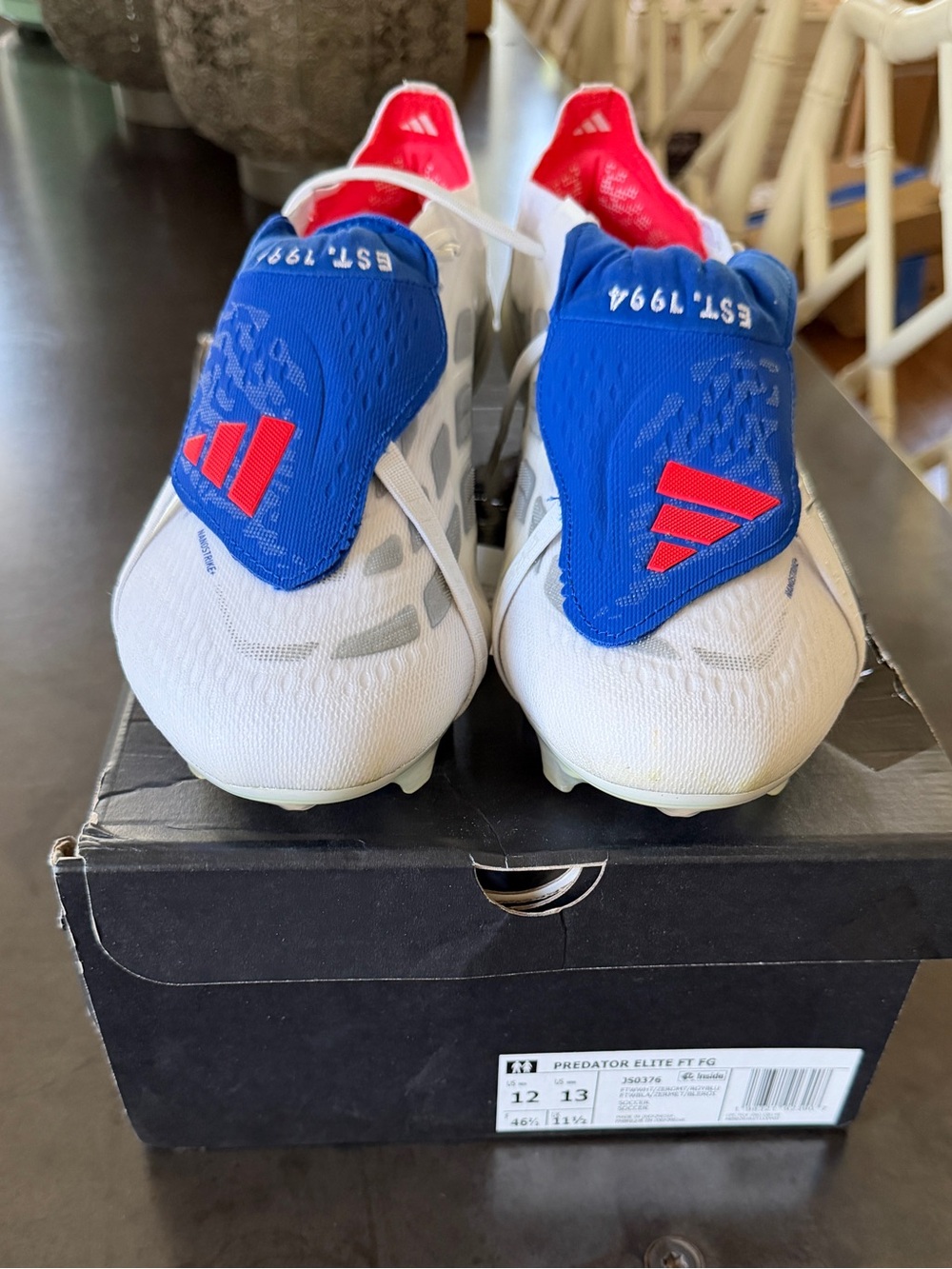 adidas White, Blue & Red Soccer Cleats - Women's